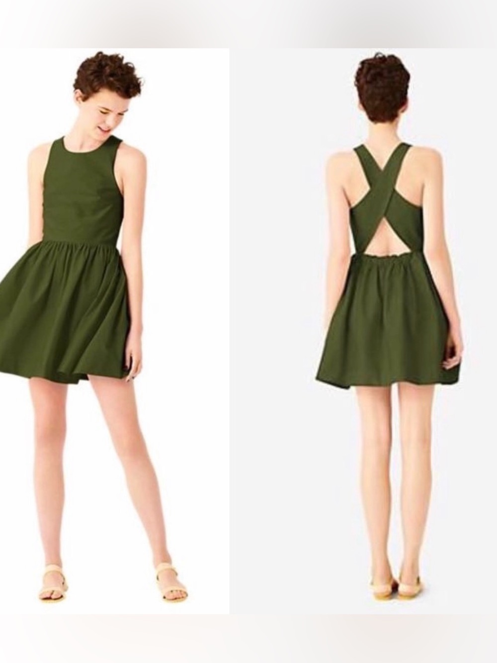 KATE SPADE SATURDAY Olive Green Cross Back Fit & Flare Dress Size 2